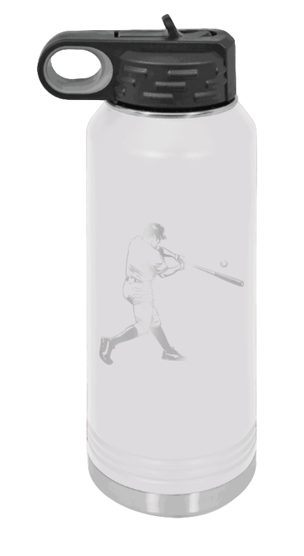 Baseball Player - 32oz Water Bottle Laser Engraved- White