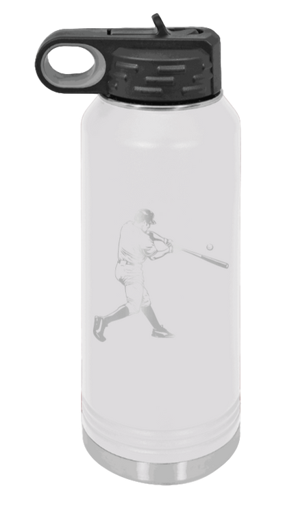 Baseball Player - 32oz Water Bottle Laser Engraved- White