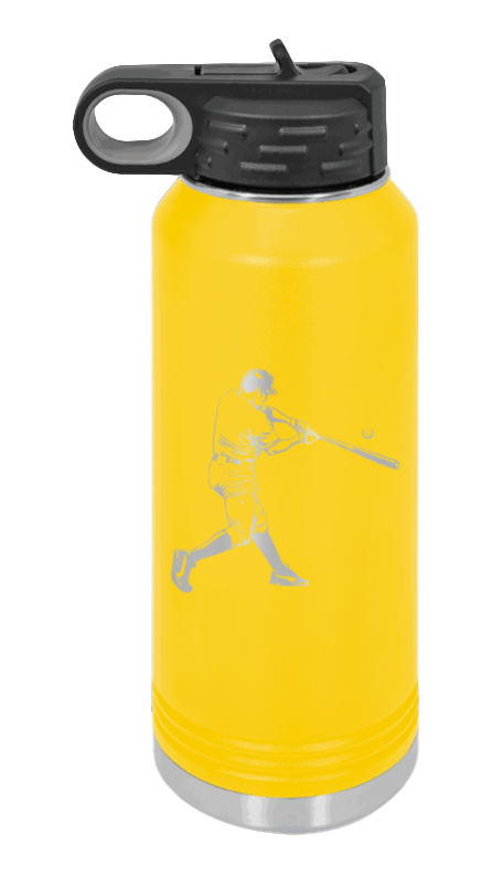 Baseball Player - 32oz Water Bottle Laser Engraved- Yellow