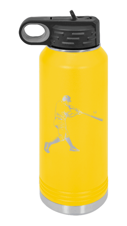 Baseball Player - 32oz Water Bottle Laser Engraved- Yellow