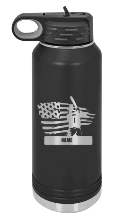 Baseball Player 2 - 32oz Water Bottle Laser Engraved- Black