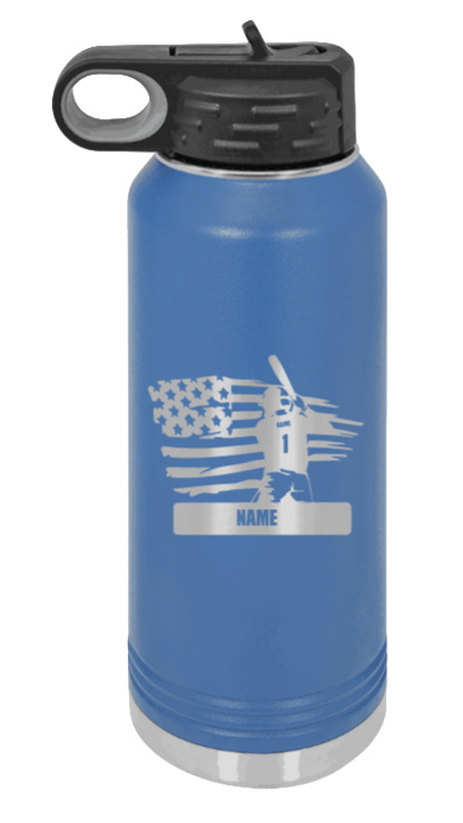 Baseball Player 2 - 32oz Water Bottle Laser Engraved- Royal Blue
