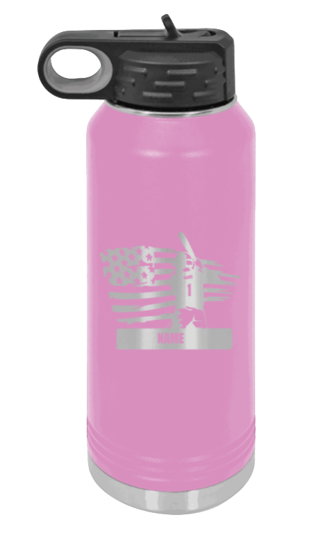 Baseball Player 2 - 32oz Water Bottle Laser Engraved- Light Purple
