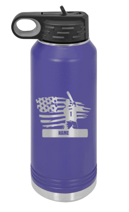 Baseball Player 2 - 32oz Water Bottle Laser Engraved- Purple