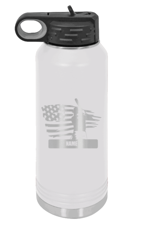 Baseball Player 2 - 32oz Water Bottle Laser Engraved- White