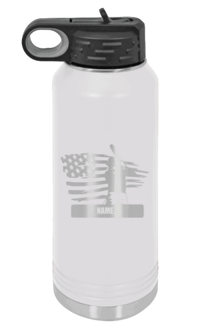 Baseball Player 2 - 32oz Water Bottle Laser Engraved- White