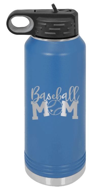 Baseball Mom - 32oz Water Bottle Laser Engraved- Royal Blue