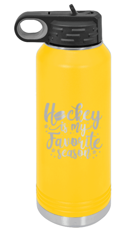 Hockey Is My Favorite Season - 32oz Water Bottle Laser Engraved- Yellow