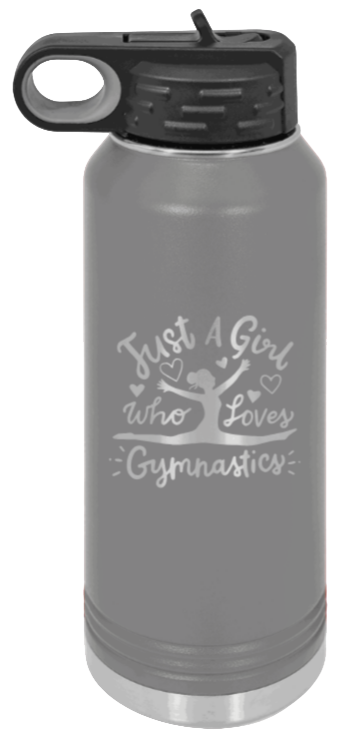 Gymnastics - 32oz Water Bottle Laser Engraved- Dark Grey