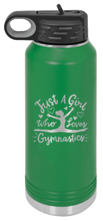 Gymnastics - 32oz Water Bottle Laser Engraved- Green
