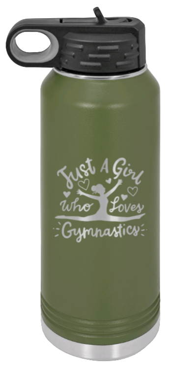 Gymnastics - 32oz Water Bottle Laser Engraved- Olive