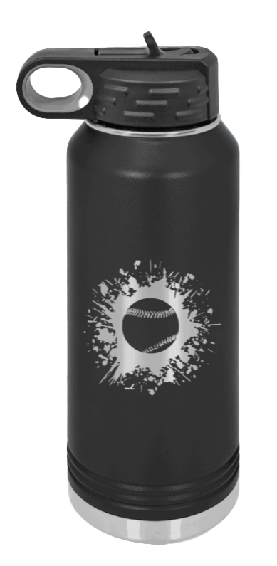 Baseball - 32oz Water Bottle Laser Engraved- Black