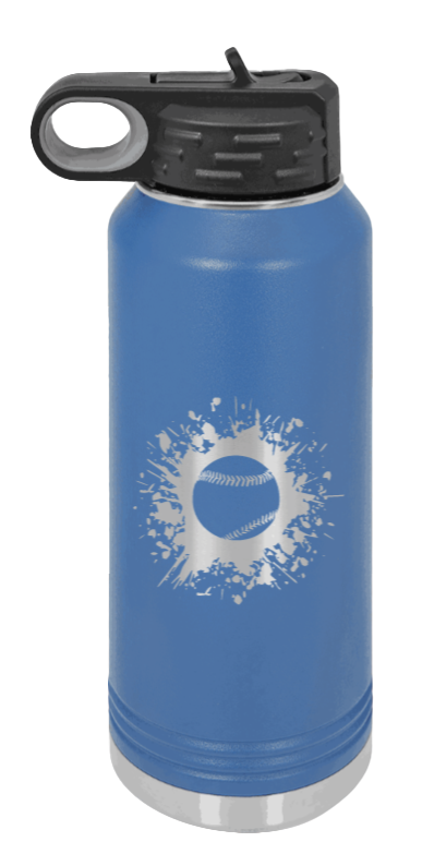 Baseball - 32oz Water Bottle Laser Engraved- Royal Blue