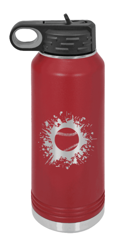 Baseball - 32oz Water Bottle Laser Engraved- Maroon