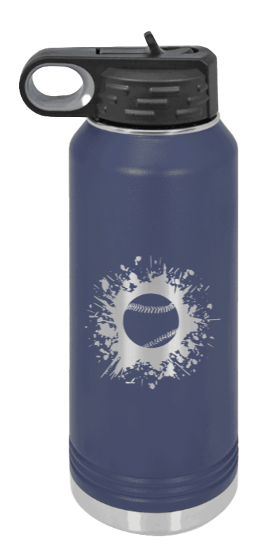 Baseball - 32oz Water Bottle Laser Engraved- Navy