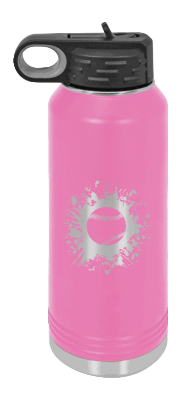 Baseball - 32oz Water Bottle Laser Engraved- Pink