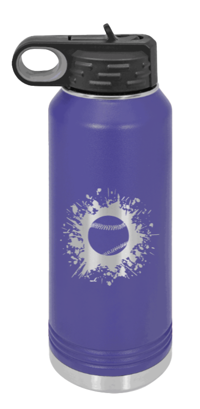 Baseball - 32oz Water Bottle Laser Engraved- Purple