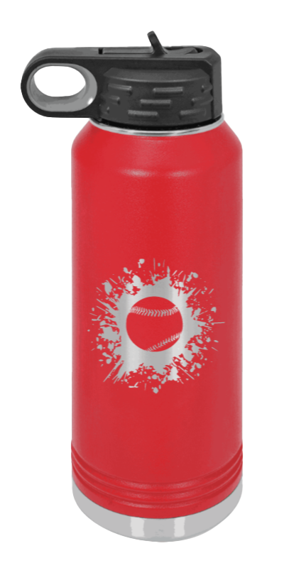Baseball - 32oz Water Bottle Laser Engraved- Red