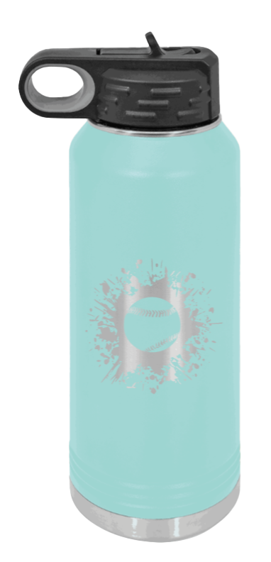 Baseball - 32oz Water Bottle Laser Engraved- Teal