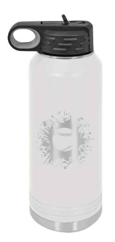 Baseball - 32oz Water Bottle Laser Engraved- White