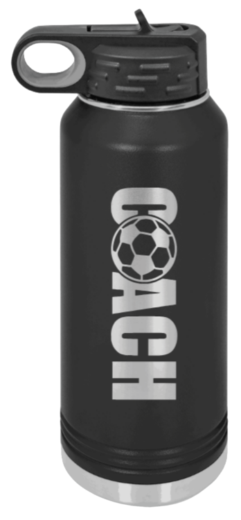 Soccer Coach - 32oz Water Bottle Laser Engraved- Black
