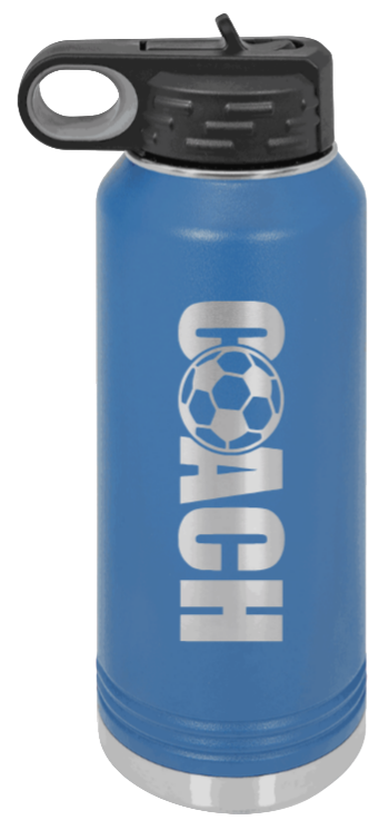 Soccer Coach - 32oz Water Bottle Laser Engraved- Royal Blue