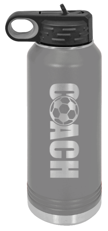 Soccer Coach - 32oz Water Bottle Laser Engraved- Dark Grey
