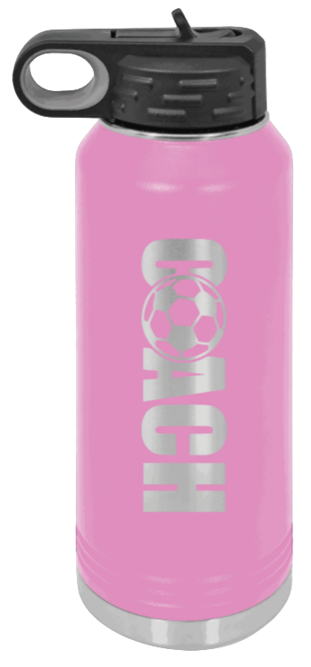 Soccer Coach - 32oz Water Bottle Laser Engraved- Light Purple