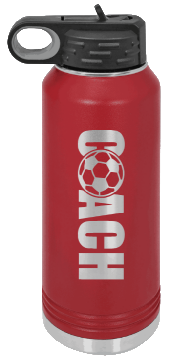 Soccer Coach - 32oz Water Bottle Laser Engraved- Maroon