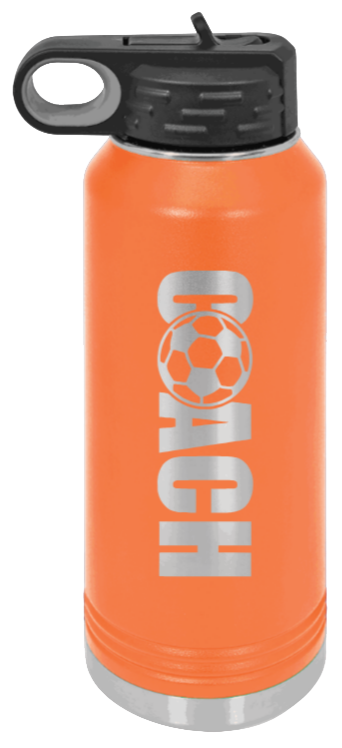 Soccer Coach - 32oz Water Bottle Laser Engraved- Orange