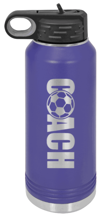 Soccer Coach - 32oz Water Bottle Laser Engraved- Purple