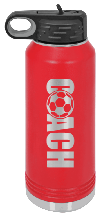 Soccer Coach - 32oz Water Bottle Laser Engraved- Red