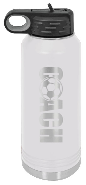 Soccer Coach - 32oz Water Bottle Laser Engraved- White