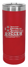 Load image into Gallery viewer, Soccer Flag Laser Engraved Skinny Tumbler (Etched)
