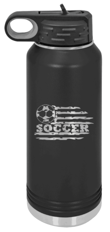 Soccer Flag Laser Engraved Water Bottle (Etched)