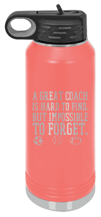 Great Coach - 32oz Water Bottle Laser Engraved- Coral