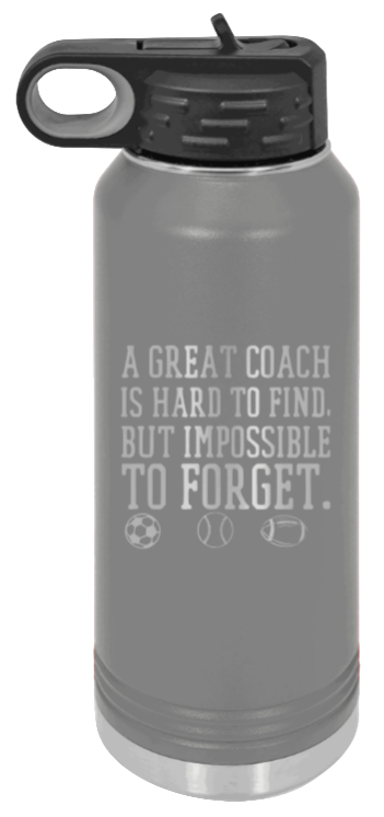 Great Coach - 32oz Water Bottle Laser Engraved- Dark Grey