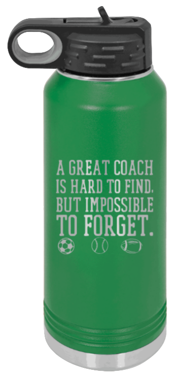 Great Coach - 32oz Water Bottle Laser Engraved- Green