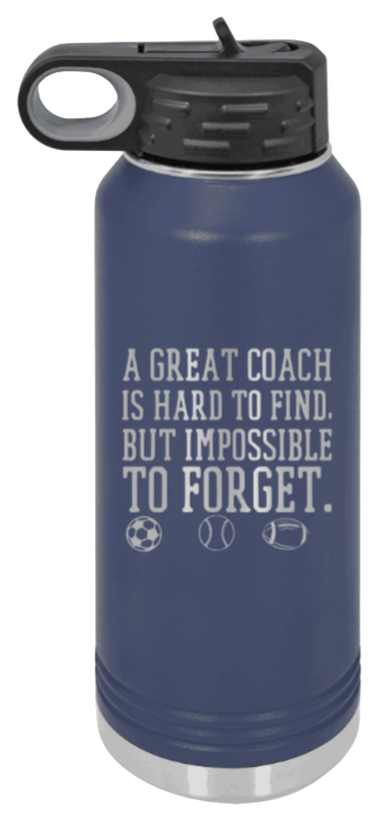 Great Coach - 32oz Water Bottle Laser Engraved- Navy