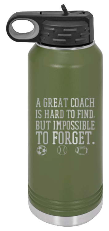 Great Coach - 32oz Water Bottle Laser Engraved- Olive