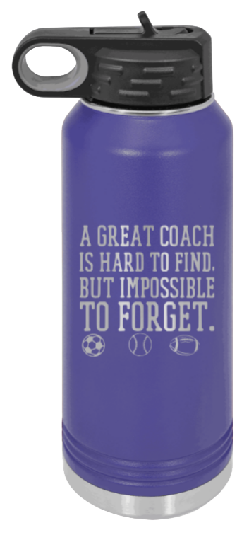 Great Coach - 32oz Water Bottle Laser Engraved- Purple