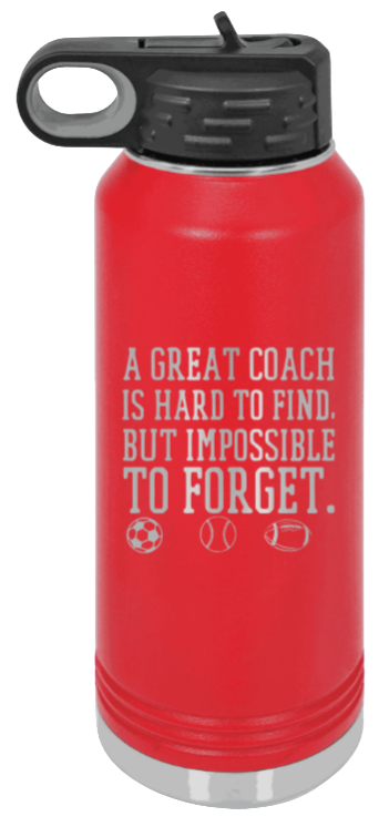 Great Coach - 32oz Water Bottle Laser Engraved- Red