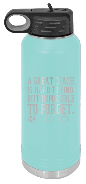Great Coach - 32oz Water Bottle Laser Engraved- Teal