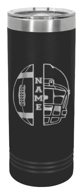 Football Helmet with Name Laser Engraved Skinny Tumbler (Etched)