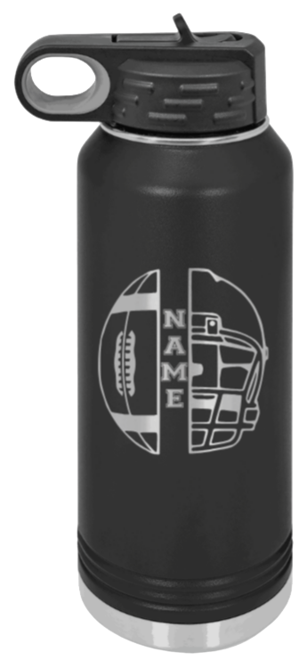 Football Helmet With Name Laser Engraved Water Bottle (Etched)