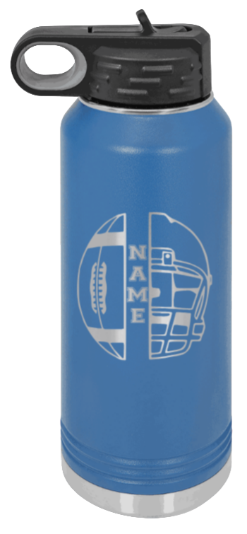 Football Helmet Name - 32oz Water Bottle Laser Engraved- Royal Blue