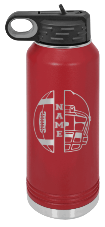 Football Helmet Name - 32oz Water Bottle Laser Engraved- Maroon