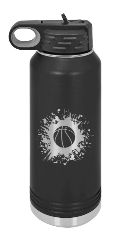 Basketball - 32oz Water Bottle Laser Engraved- Black