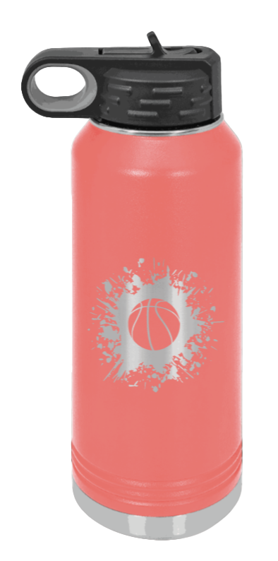 Basketball - 32oz Water Bottle Laser Engraved- Coral