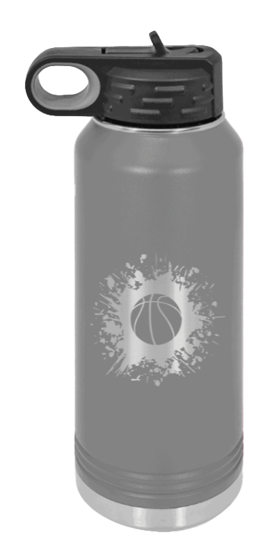 Basketball - 32oz Water Bottle Laser Engraved- Dark Grey
